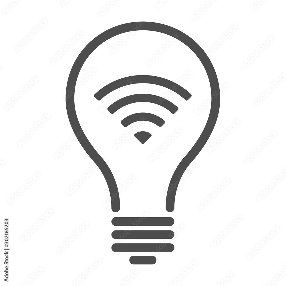 Poster smart bulb vector icon isolated on white background. smart lightbulb with wireless symbol for web, m