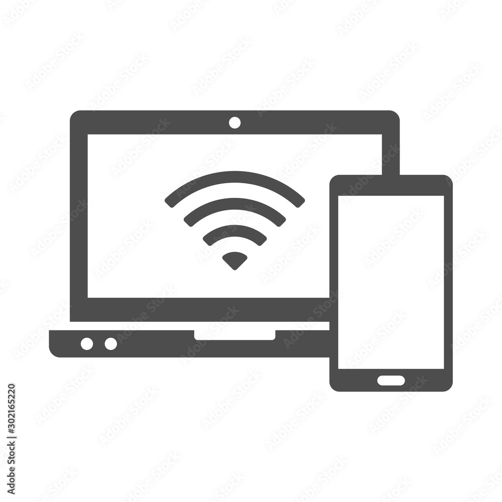 Aufkleber smart devices vector icon isolated on white background. laptop and smartphone wireless connection ic