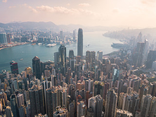 Hong Kong urban skyline view in the morning.