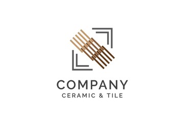 Geometric ceramics and tile floor industry logo design vector graphic