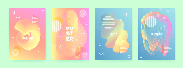 Colorful Liquid Waves. Blue Memphis Texture. 