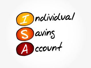 ISA - Individual Saving Account acronym, business concept background