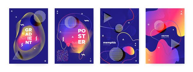 Flow Memphis Gradient. Graphic Hipster Cover. 