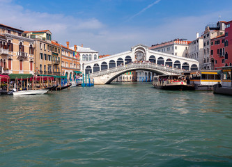 Venice. Rialto Bridge on a sunny day.