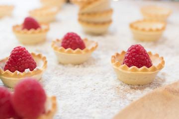 cakes or sweets of natural raspberries