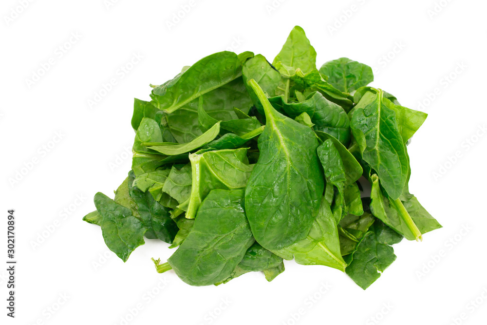 Wall mural natural spinach leaves isolated on white background - Wall murals