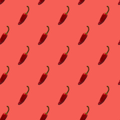 hot red pepper seamless pattern on red background