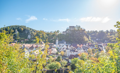 Pottenstein, Fr&auml;nkische Schweiz, Blick auf Burg Pottenstein