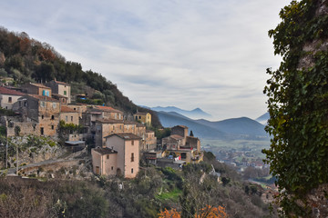 Fototapeta na wymiar Pietravairano, Italy, 12/20/2017. A tourist trip to an old mountain village.