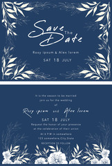 Obraz premium Vector set of invitation cards with elements Wedding collection.