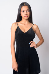 Fototapeta premium Portrait of young beautiful Asian woman thinking
