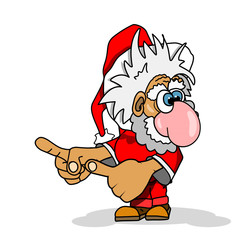 Illustration Cartoon Santa Claus Pointing to Side