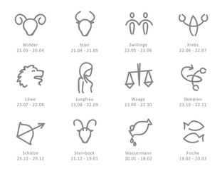 Fototapeta premium simple zodiac sign outline horoscope with date vector illustration EPS10