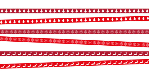red christmas tape with tree deer and snowflake pattern vector illustration EPS10