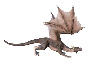 3D Rendering Fairy Tale Dragon on White