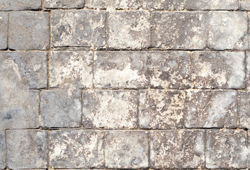 primer plano de una pared de bloques envejecida