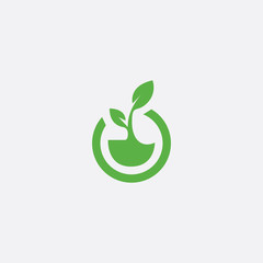 Initial O with leaf concept and Leaf concept simple logo design