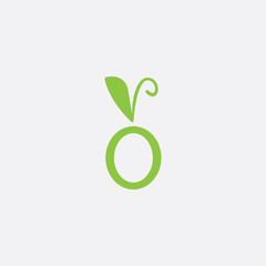 Initial O with leaf concept and Leaf concept simple logo design