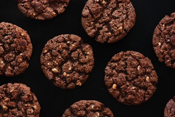 Delicious Christmas chocolate cookies with nuts for Breakfast