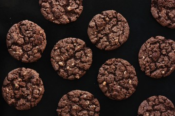 Delicious Christmas chocolate cookies with nuts for Breakfast