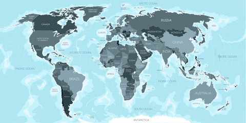 Weltkarte unterteilt nach Ländern und Flaggen © Andrei Kukla
