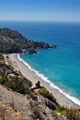 Fototapeta na wymiar Playa de Canuelo, Parje Natural de los Acantilados de Maro-Cerro Gordo, Andalusia, Costa del Sol, Spain