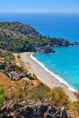 Playa de Canuelo, Parje Natural de los Acantilados de Maro-Cerro Gordo, Andalusia, Costa del Sol, Spain