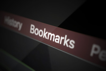 Bookmarks menu on the display 3d illustration