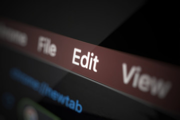 Edit menu on the display 3d illustration
