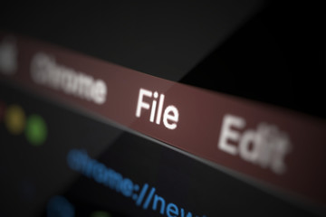File menu on the display 3d illustration