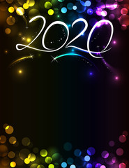New Year 2020 bright multi-colored invitation