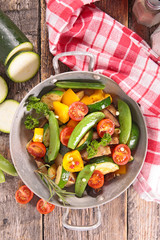 fried vegetable and spices, top view