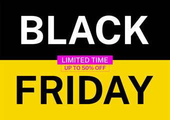 Black friday banner template. Big sale limited time discount, vector design