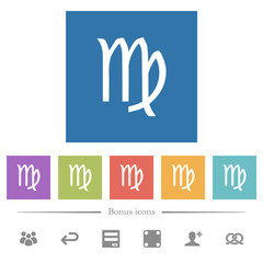 virgo zodiac symbol flat white icons in square backgrounds