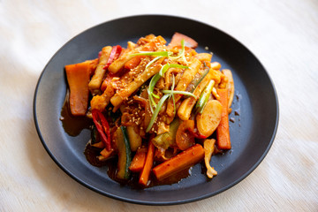 Korean spicy stir fried squid