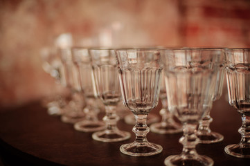beautiful crystal glasses on the table