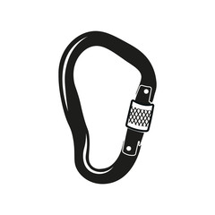 Silhouette style symbol.Climbing carabiner