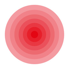 Red concentric rings. Epicenter theme. Simple flat vector illustration.