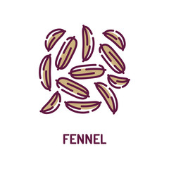 Obraz premium Fennel color line icon. Spices, seasoning. Cooking ingredient. Pictogram for web page, mobile app, promo.