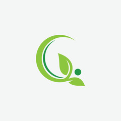 Initial O with leaf concept and Leaf concept simple logo design