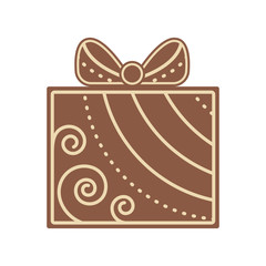 Christmas Gift Shape Gingerbread Flat Design Icon