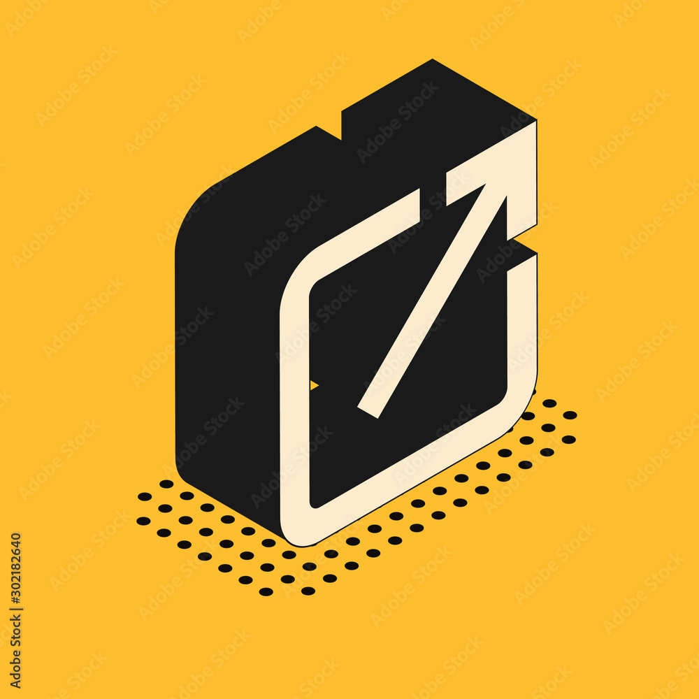Poster isometric open in new window icon isolated on yellow background. open another tab button sign. brows