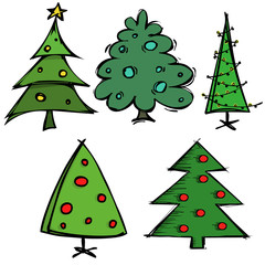 Vector set of Christmas tree