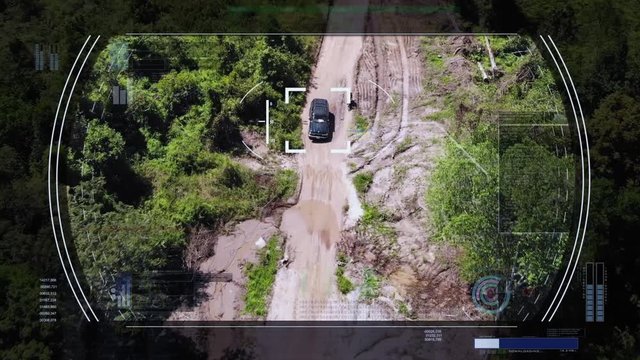 Military Drone's Head-Up Display Locates Drog Smugglers In Jungle Landscape