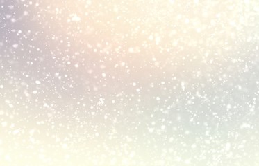 Light snow on pastel subtle background. Bright yellow pearl shiny texture. Delicate winter simple pattern.