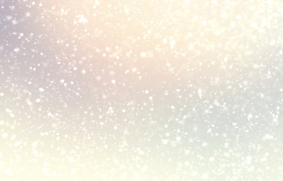 Light snow on pastel subtle background. Bright yellow pearl shiny texture. Delicate winter simple pattern.