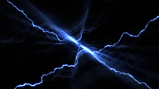 Lightning or electric charge emitted from center of screen - 3D rendering 