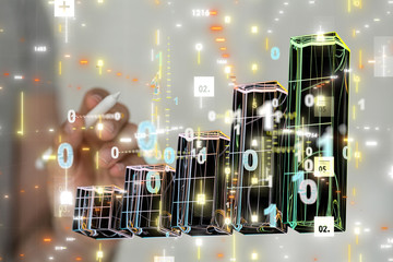 Economic graph with diagrams on the stock market, for business and financial concept