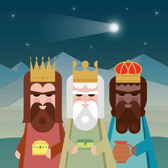 The three Magic Kings of Orient cartoons. Vector illustration.