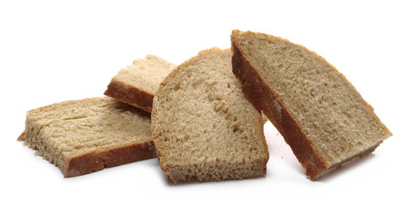 Integral rye bread slices isolated on white background